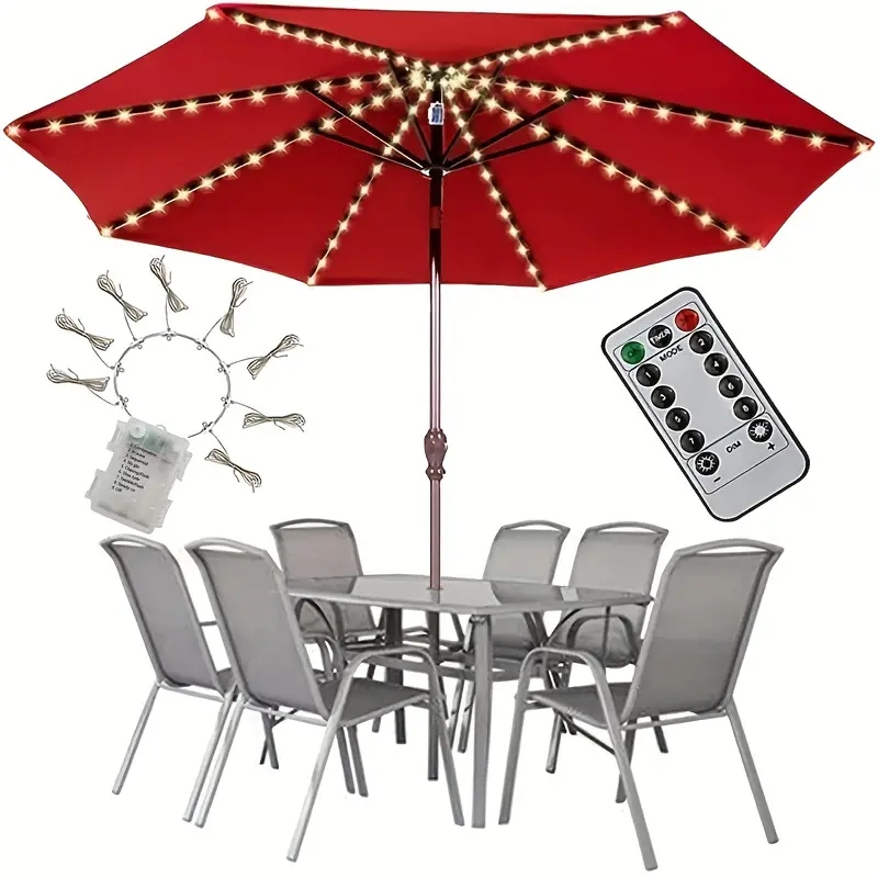 Smart Garden Umbrella - 104 LED-Schirmleuchten, Außenbeleuchtung mit Fernbedienung, 8