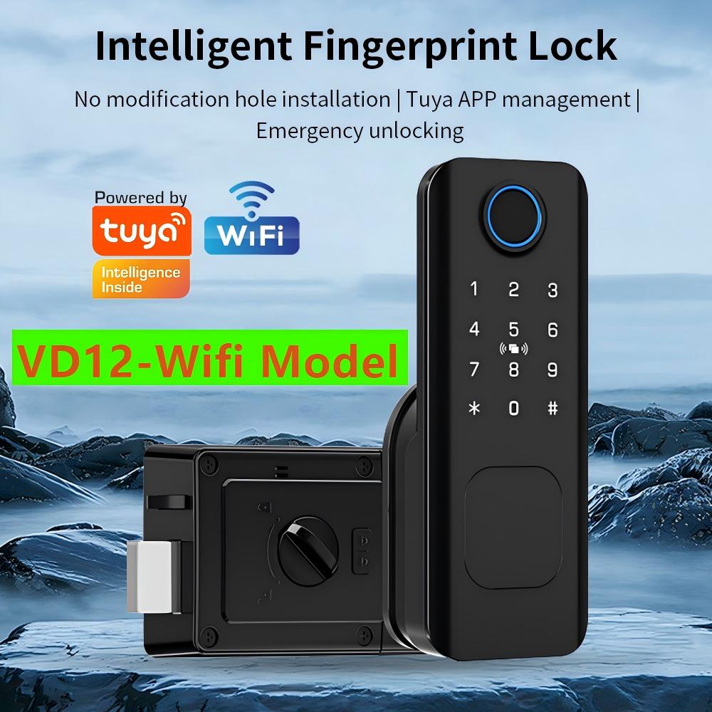 Smart Garden Indoor - WLAN-Fingerabdruck-Wasserdichtes Außentürschloss mit Fernbedienung, Tuya-App-Unterstützung, Code,