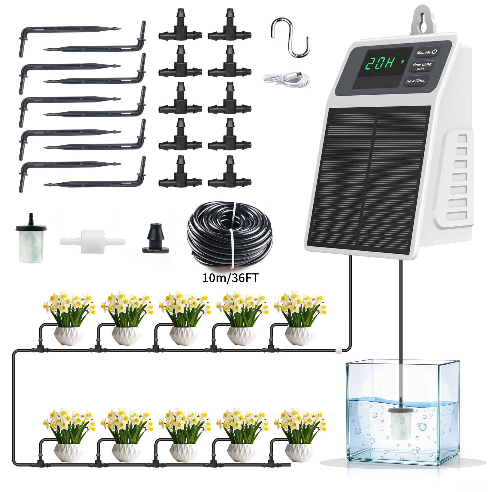 Smart Garden Sprinkler System - Verbessertes Solarbetriebenes Tropfbewässerungssystem Automatische Pflanzenbewässerung für